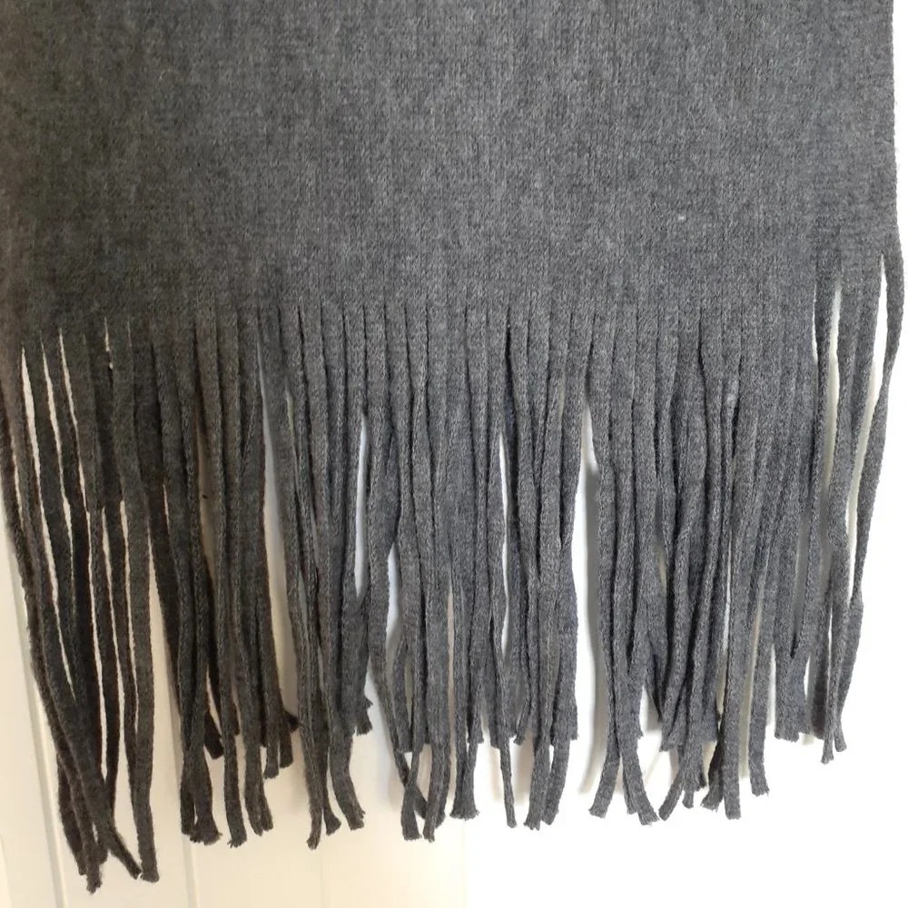 NWT Lucky Brand Solid Brushed Scarf with Fringe in Dark Gray
